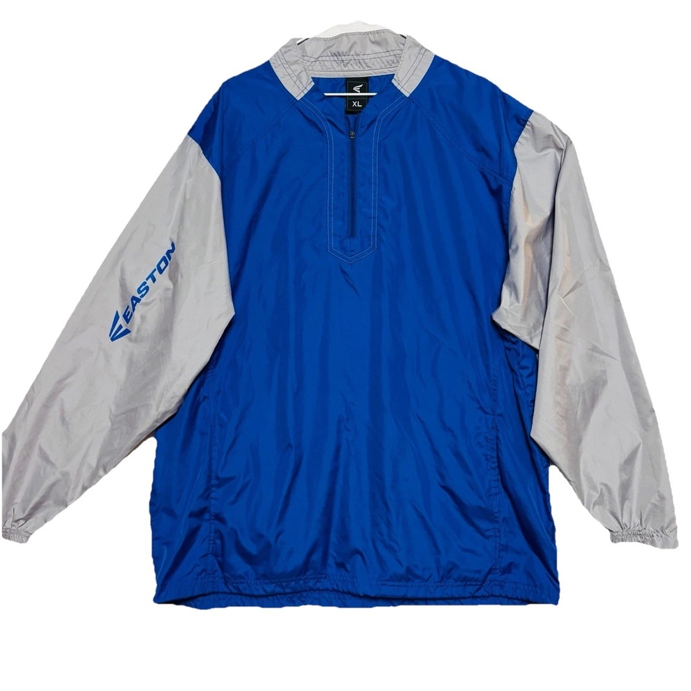 Easton Windbreaker Jacket‎ 1/4 Zip Pullover Blue Gray Athletic Lightweight XL